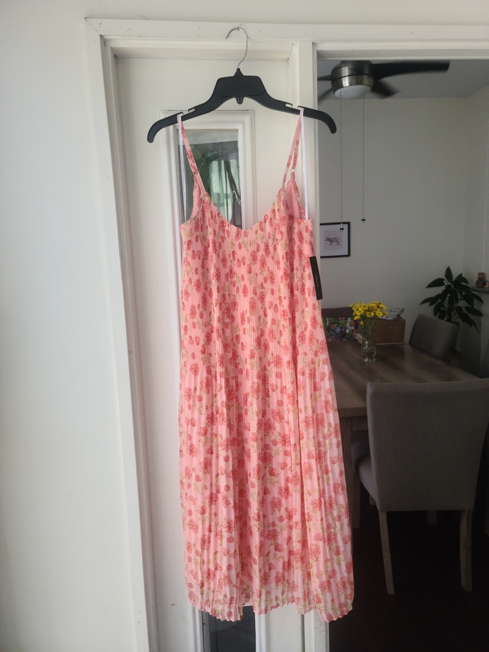 Lulu's Pink Floral Pleated Slip Maxi Dress